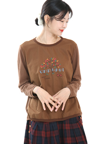 ZE2660 울타리꽃 투톤 티셔츠 바오밥나무